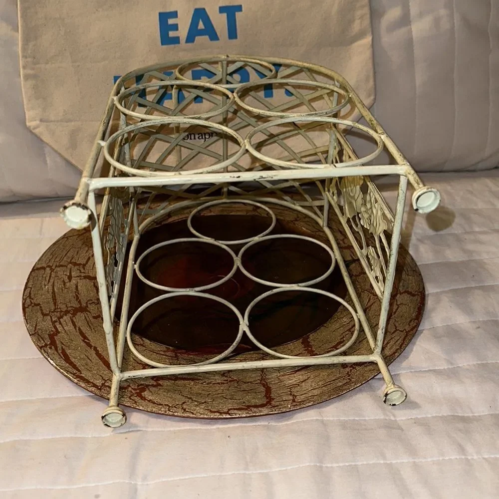 Vintage Shabby Chic Mint Green Wine Rack 5 Bottle Holder